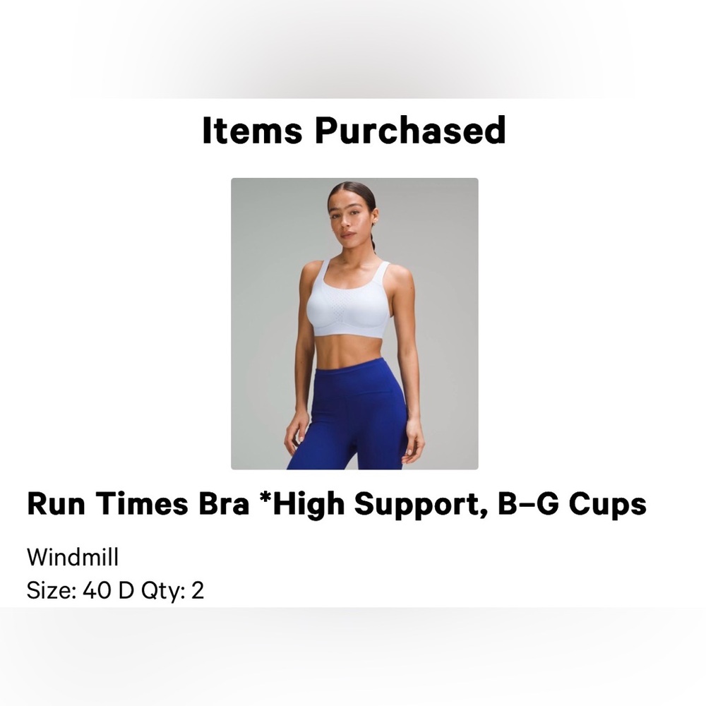 Excellent condition Run Times Bra High Support, B–G Cup Windmill	
Size: 40 D
